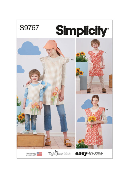 Simplicity 9767 sewing pattern Children's and Misses' Wrap Around Apron and Scarf Hat from Jaycotts Sewing Supplies