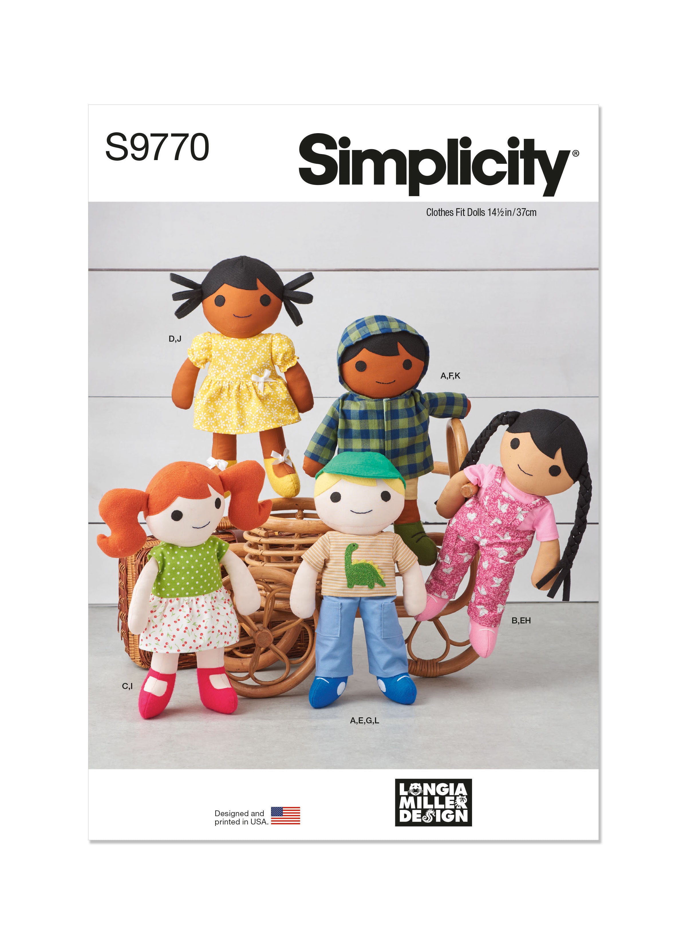 Simplicity 9770 sewing pattern Cloth Dolls and Clothes by Longia Miller from Jaycotts Sewing Supplies