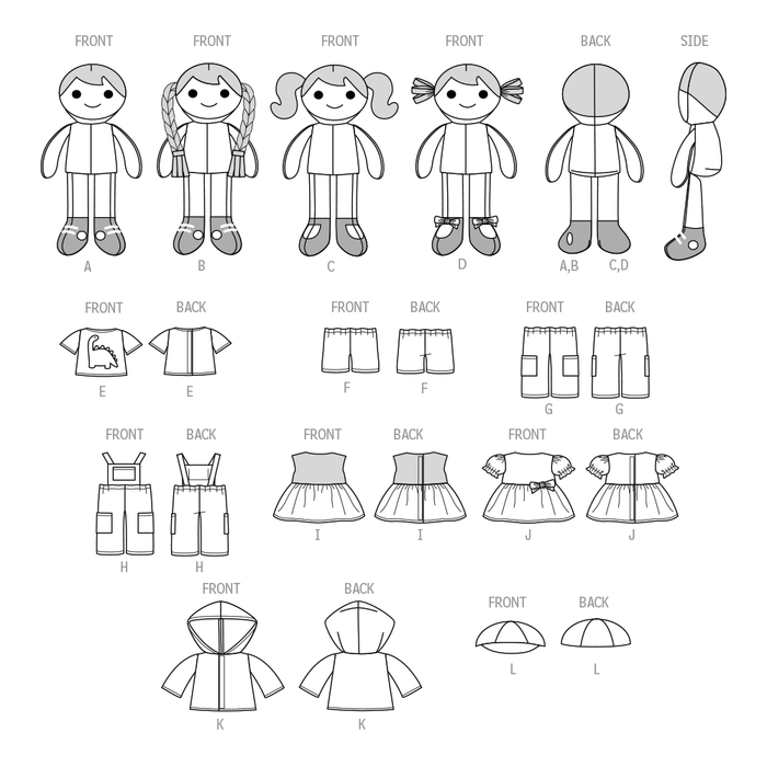 Simplicity 9770 sewing pattern Cloth Dolls and Clothes by Longia Miller from Jaycotts Sewing Supplies