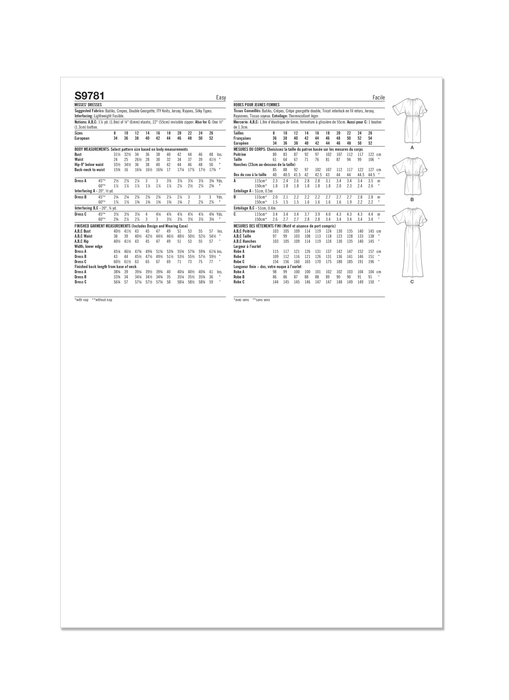 Simplicity sewing pattern 9781 Dresses from Jaycotts Sewing Supplies