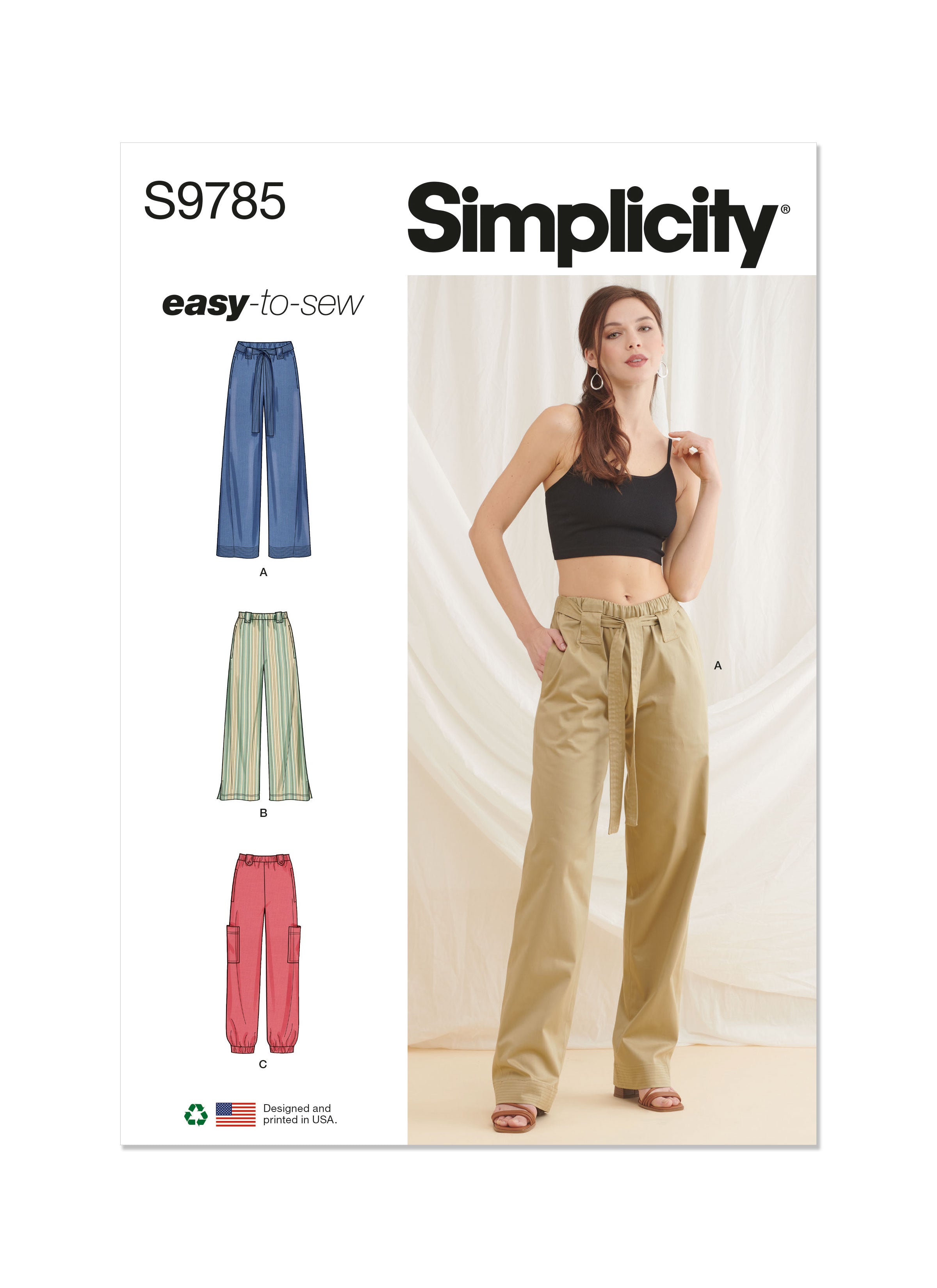Simplicity sewing pattern 9785 Misses' Cargo Pants from Jaycotts Sewing Supplies