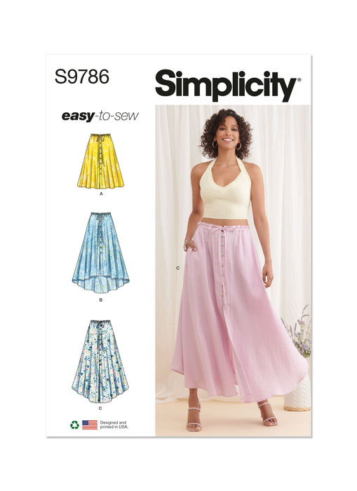 Simplicity sewing pattern 9786 Skirt With Hemline Variations from Jaycotts Sewing Supplies