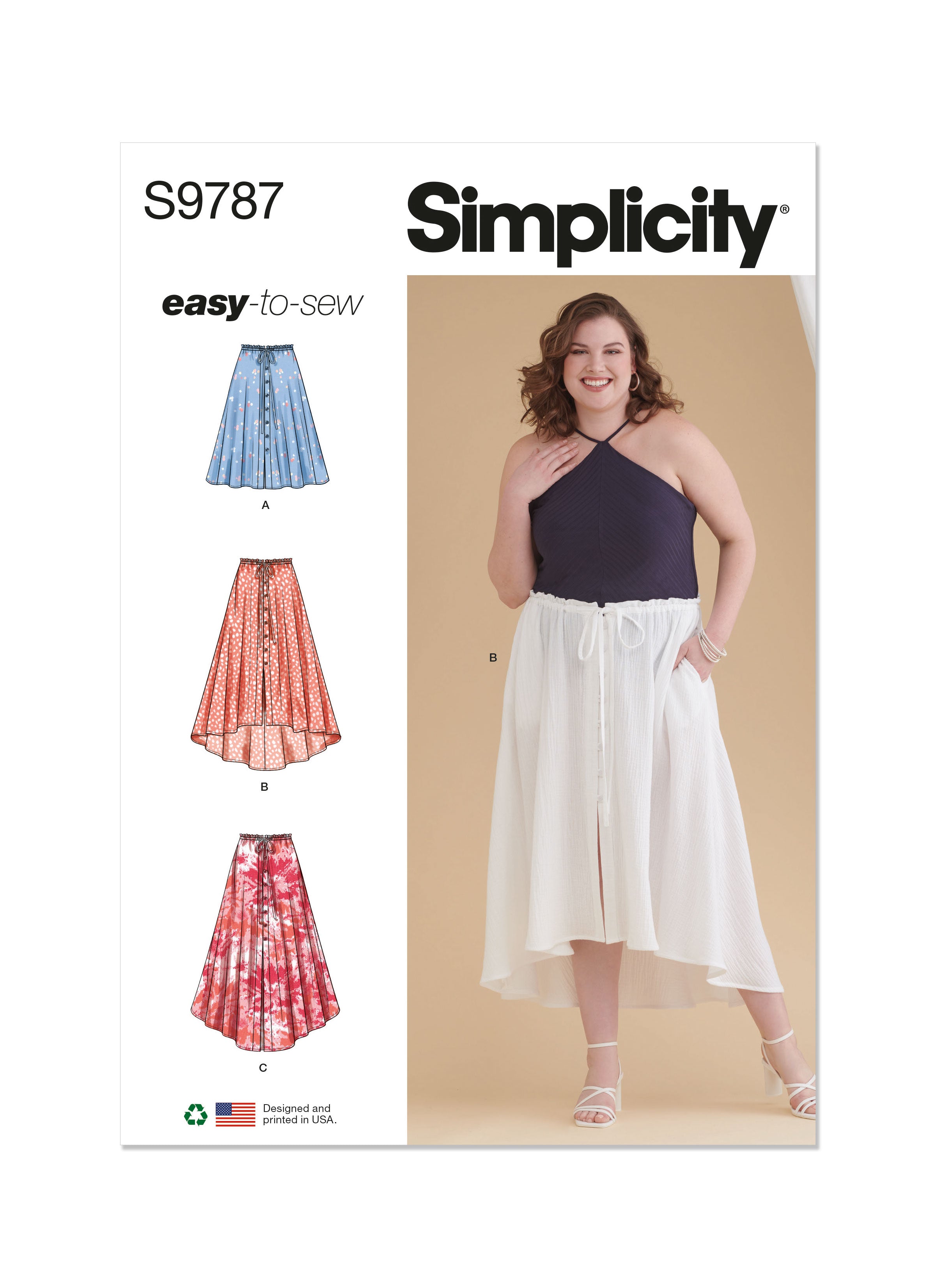 Simplicity sewing pattern 9787 Women's Skirt With Hemline Variations from Jaycotts Sewing Supplies