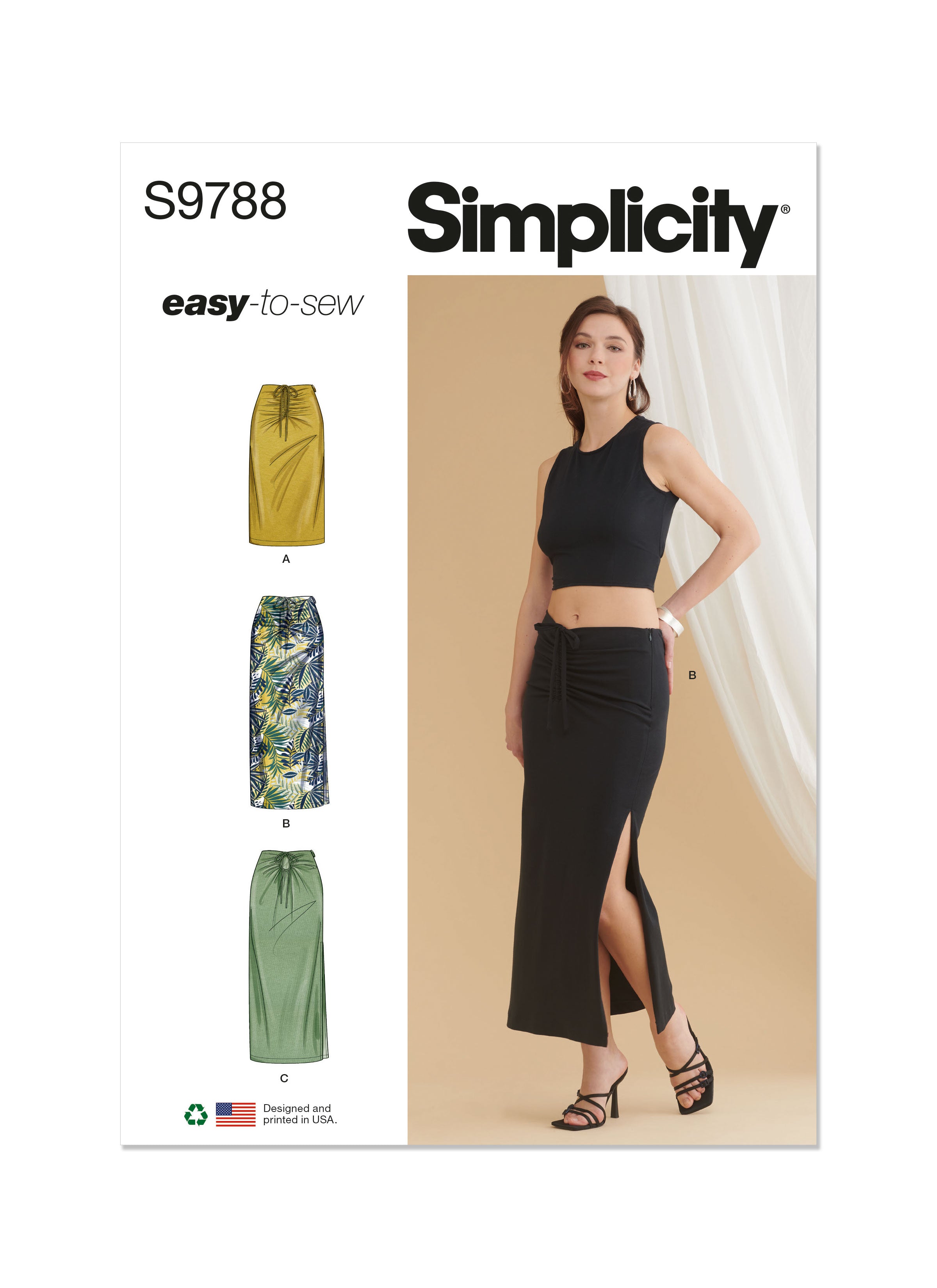 Simplicity sewing pattern 9788 Knit Skirts in Two Lengths from Jaycotts Sewing Supplies