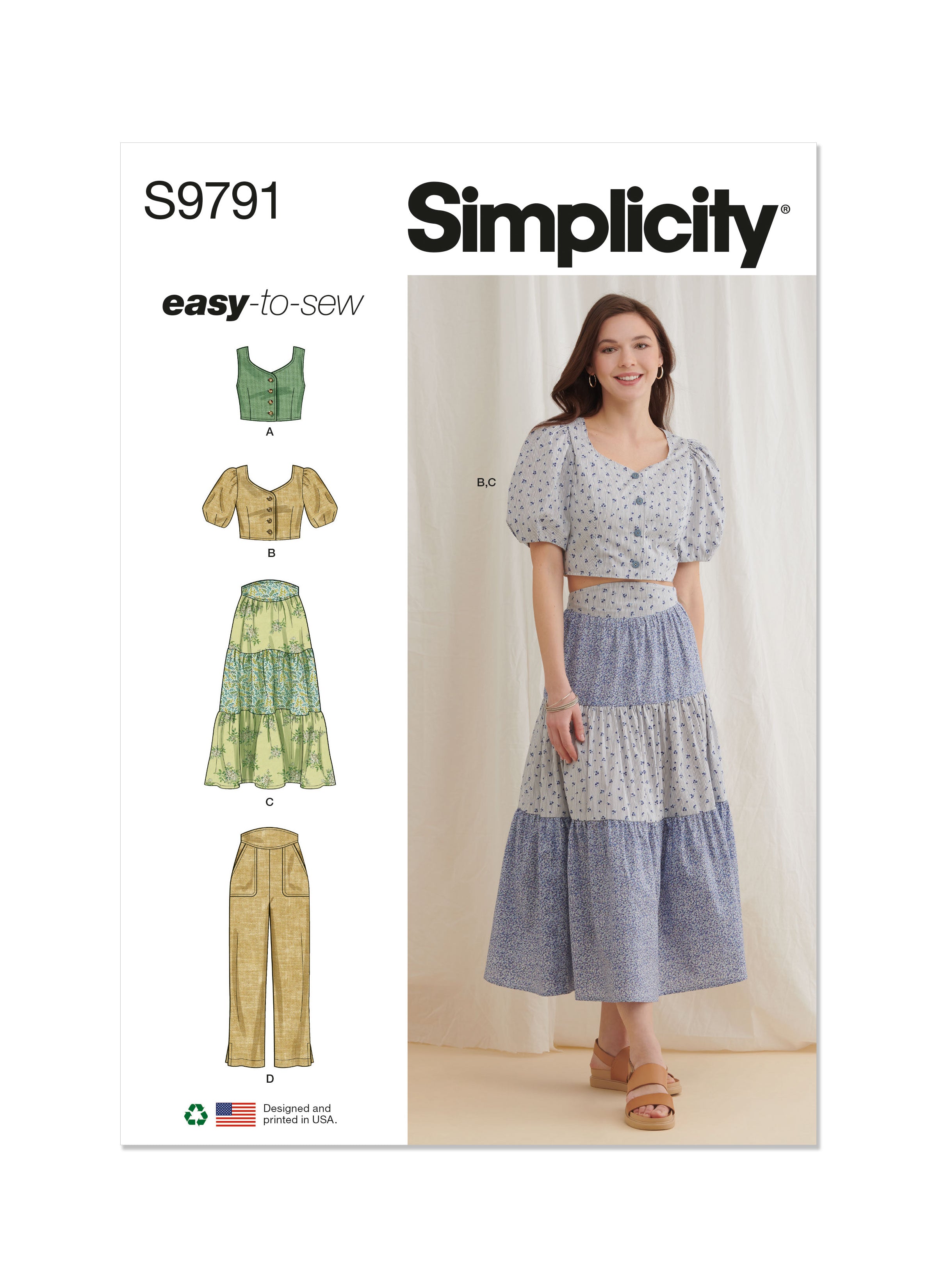 Simplicity sewing pattern 9791 Tops, Skirt and Pants from Jaycotts Sewing Supplies