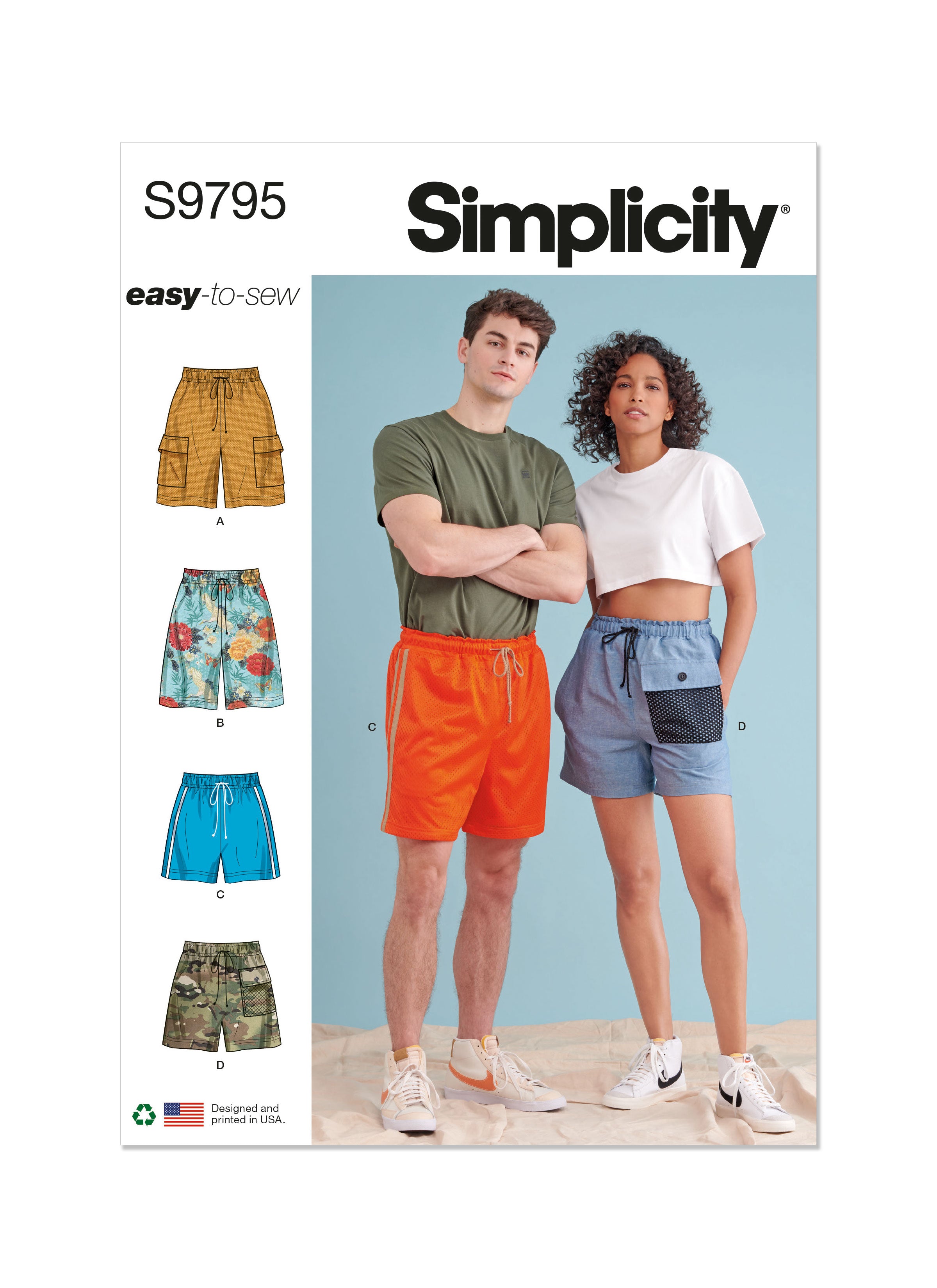 Simplicity sewing pattern 9795 Unisex Shorts from Jaycotts Sewing Supplies