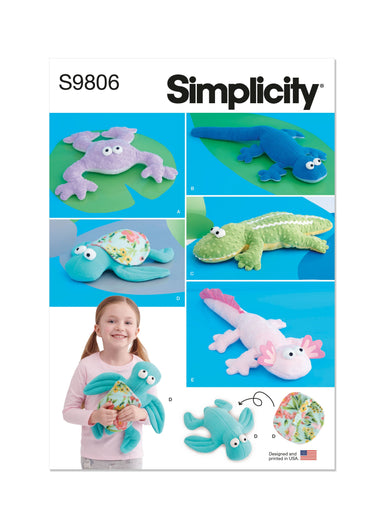 Simplicity sewing pattern 9806 Plush Reptiles from Jaycotts Sewing Supplies