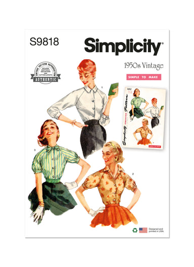 Simplicity sewing pattern 9818 Misses' Blouses from Jaycotts Sewing Supplies