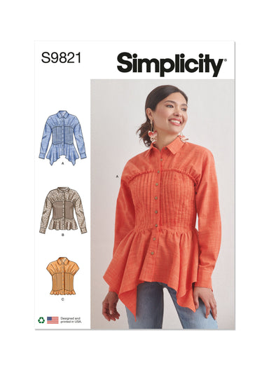 Simplicity sewing pattern 9821 Misses' Blouse with Collar from Jaycotts Sewing Supplies