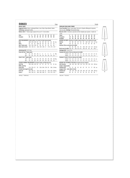 Simplicity sewing pattern 9823 Misses' Pants from Jaycotts Sewing Supplies