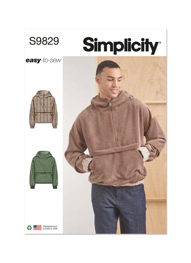 Simplicity sewing pattern 9829 Men's Half Zip Hoodie from Jaycotts Sewing Supplies