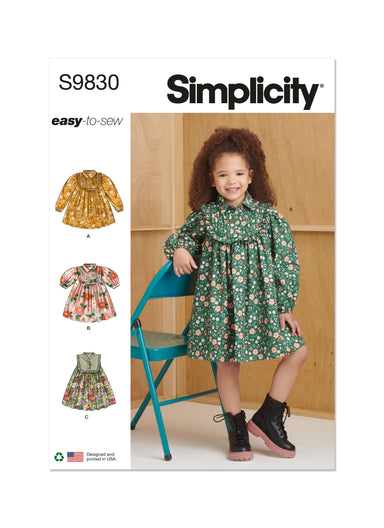 Simplicity sewing pattern 9830 Children's Dresses from Jaycotts Sewing Supplies