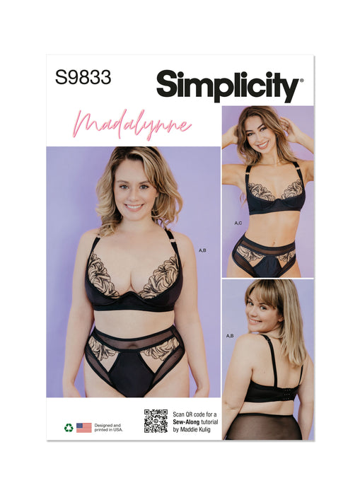 Simplicity sewing pattern 9833 Bra, Panty and Thong by Madalynne Intimates from Jaycotts Sewing Supplies