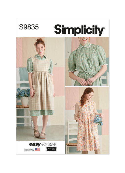 Simplicity sewing pattern 9835 Misses' Dress and Pinafore Apron by Elaine Heigl Designs from Jaycotts Sewing Supplies