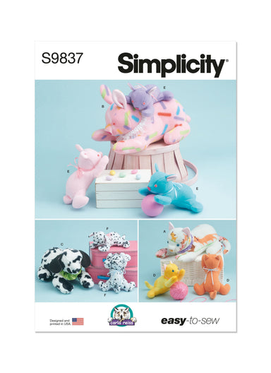 Simplicity sewing pattern 9837 Plush Animals by Carla Reiss Design from Jaycotts Sewing Supplies