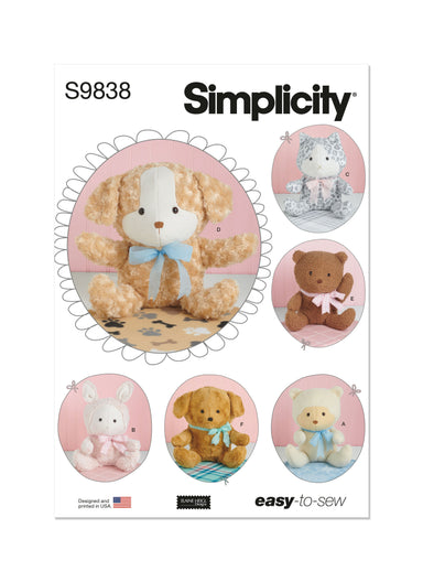 Simplicity sewing pattern 9838 Plush Animals and Blanket by Elaine Heigl Designs from Jaycotts Sewing Supplies