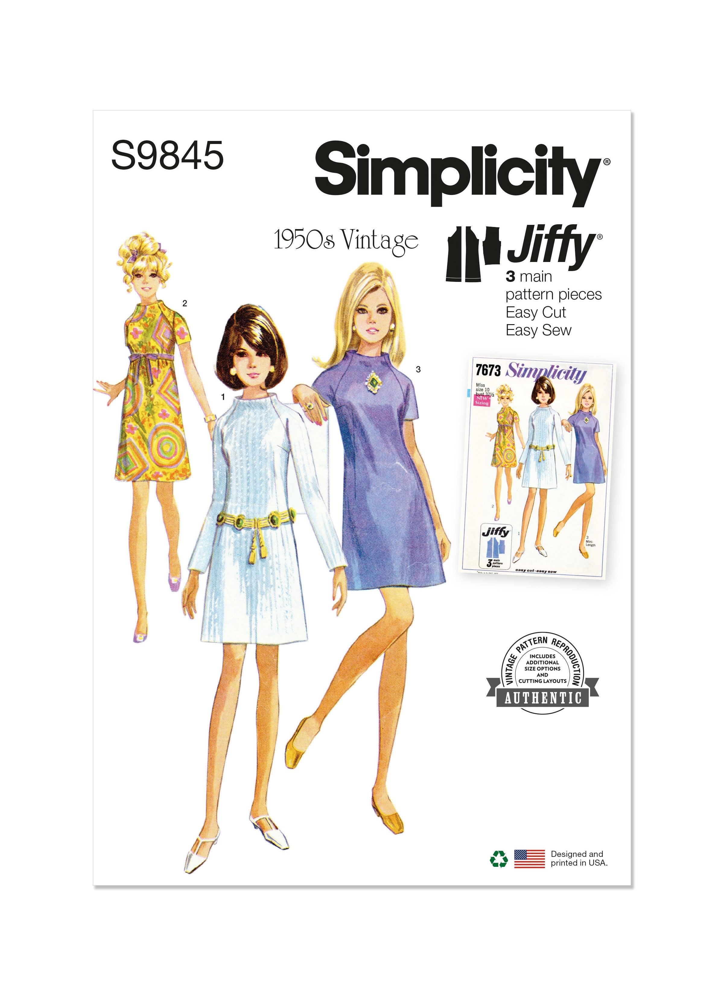 Simplicity Sewing Pattern 9845 Misses' Dress in Two Lengths from Jaycotts Sewing Supplies