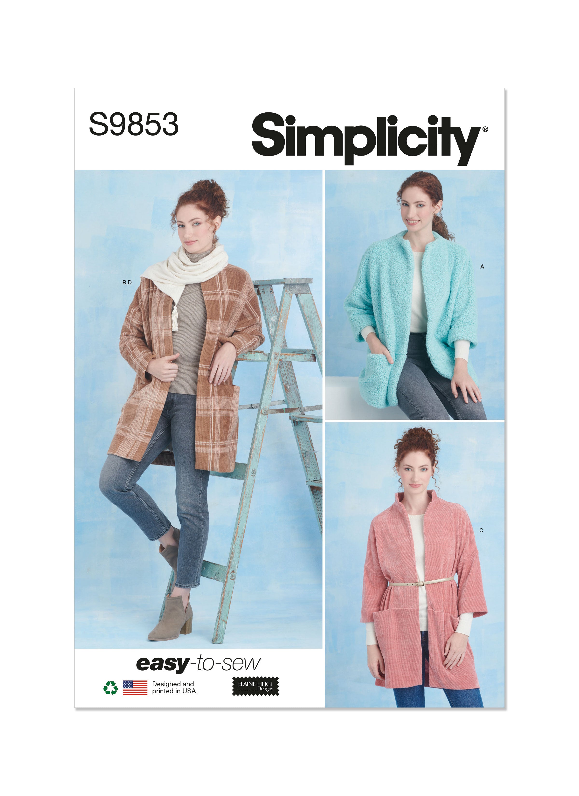 Simplicity Sewing Pattern 9853 Coats and Scarf from Jaycotts Sewing Supplies