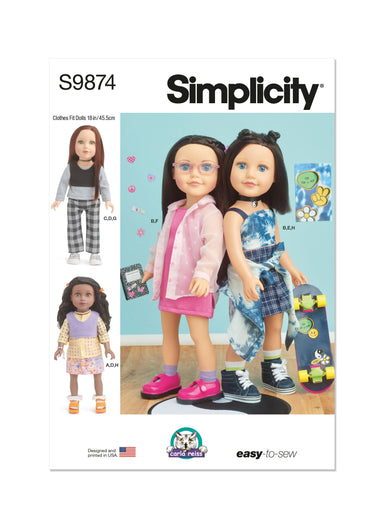 Simplicity Sewing Pattern 9874 18" Doll Clothes by Carla Reiss Design from Jaycotts Sewing Supplies