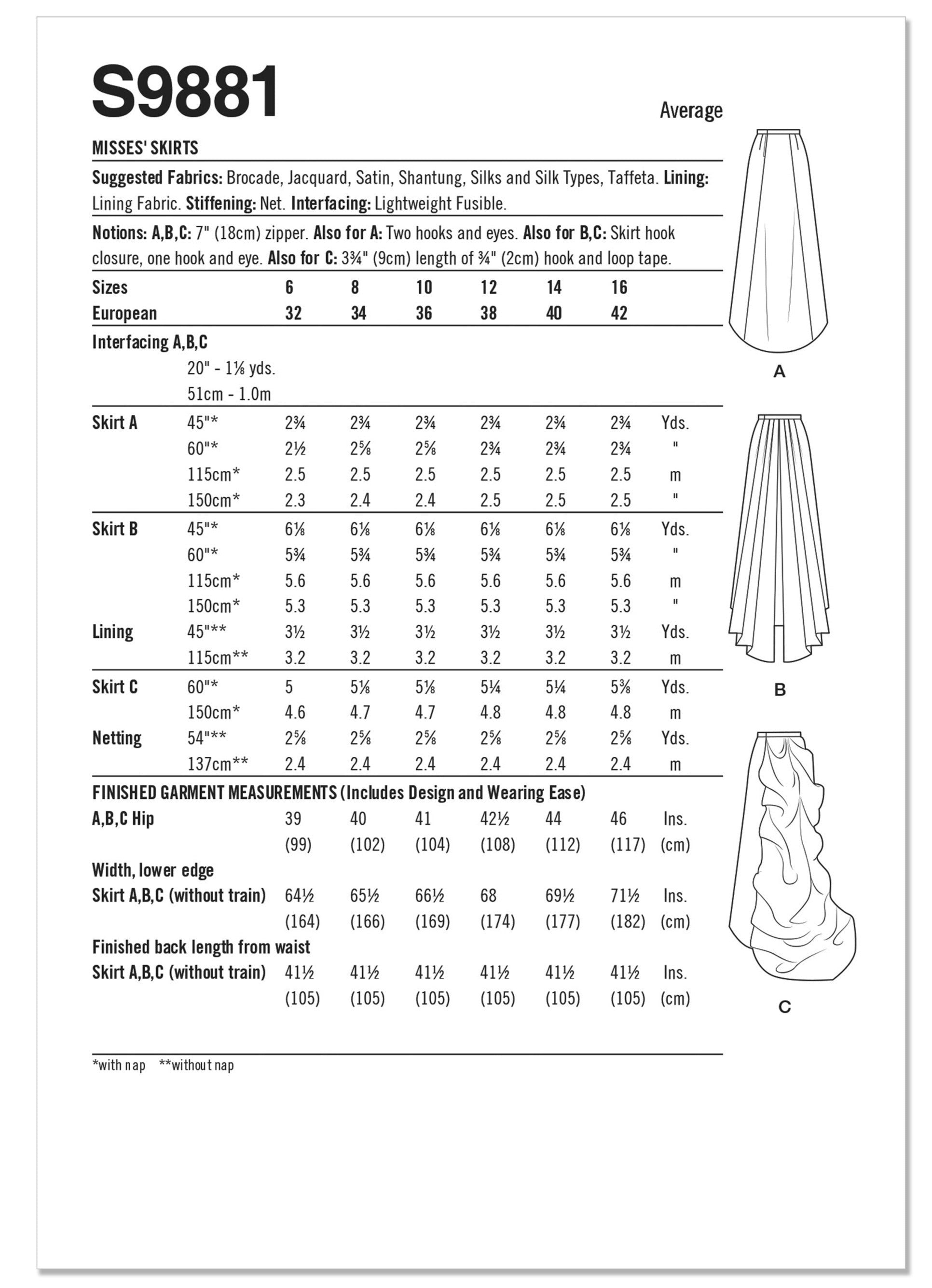 Simplicity Sewing Pattern 9881 Misses' Skirts from Jaycotts Sewing Supplies