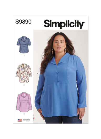 Simplicity Sewing Pattern 9890 Women's Tops from Jaycotts Sewing Supplies