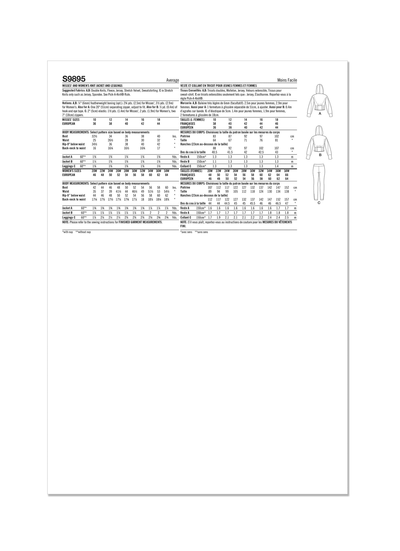 Misses' and Women's Jacket and Knit Leggings Simplicity Sewing Pattern ...