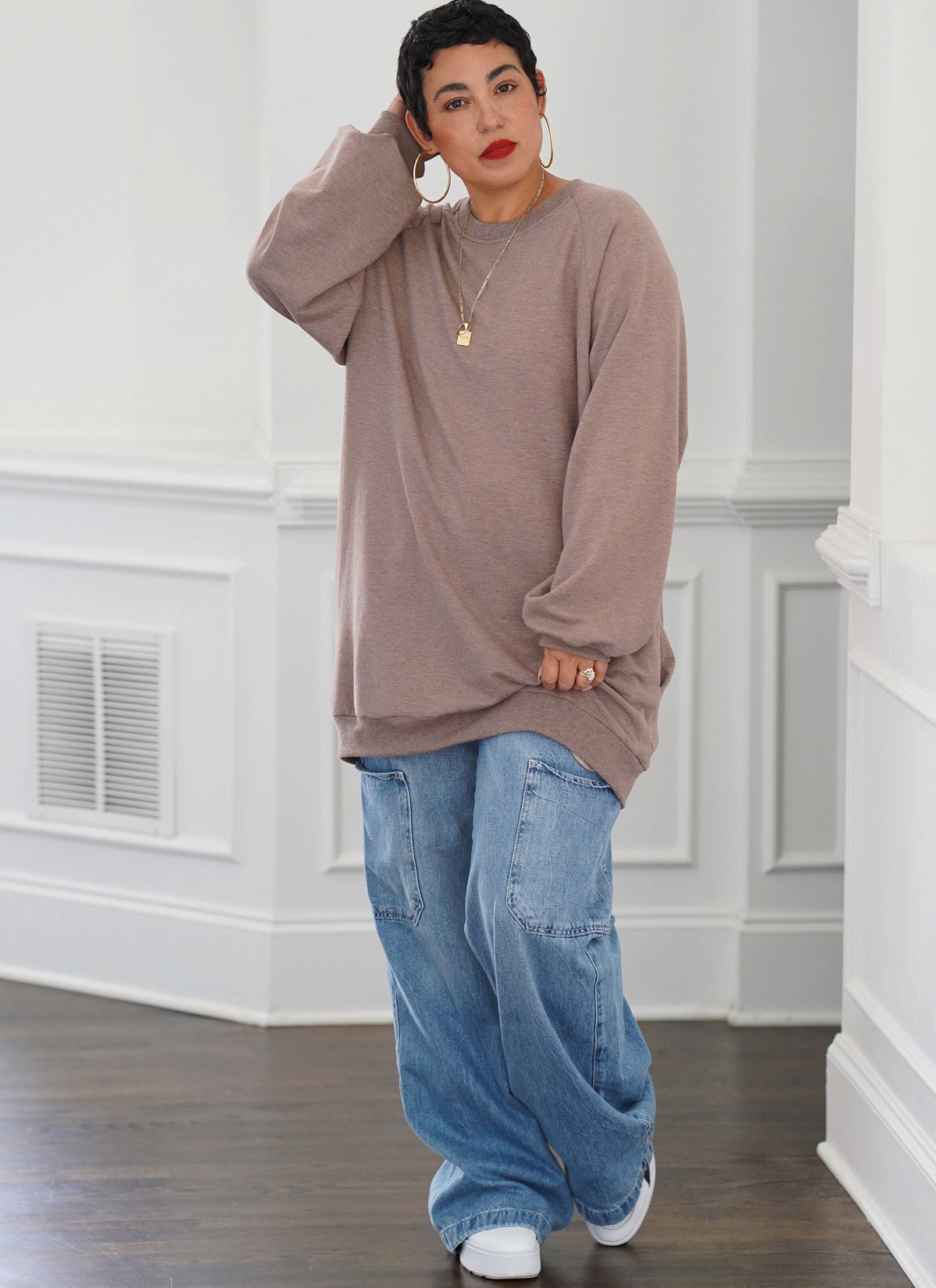 新品タグ付 RENZO CENCI スエードニットブルゾン48 Unisex Sweatshirt in Two Lengths By Norris Danta Ford Simplicity