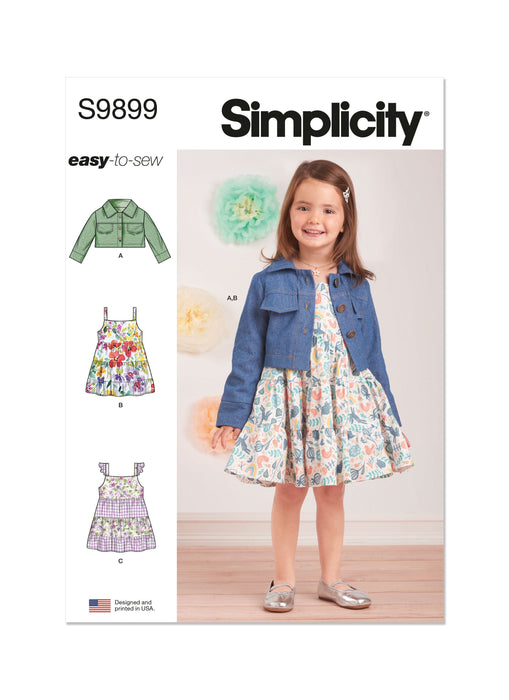 Simplicity Sewing Pattern 9899 Toddlers' Jacket and Dresses from Jaycotts Sewing Supplies