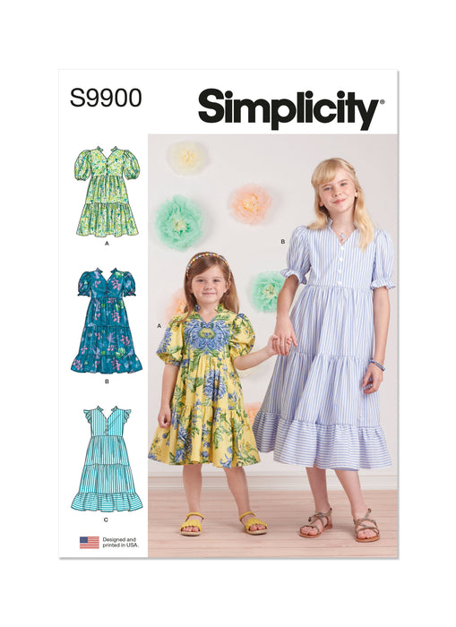 Simplicity Sewing Pattern 9900 Girls' Dress with Sleeve and Length Variations from Jaycotts Sewing Supplies