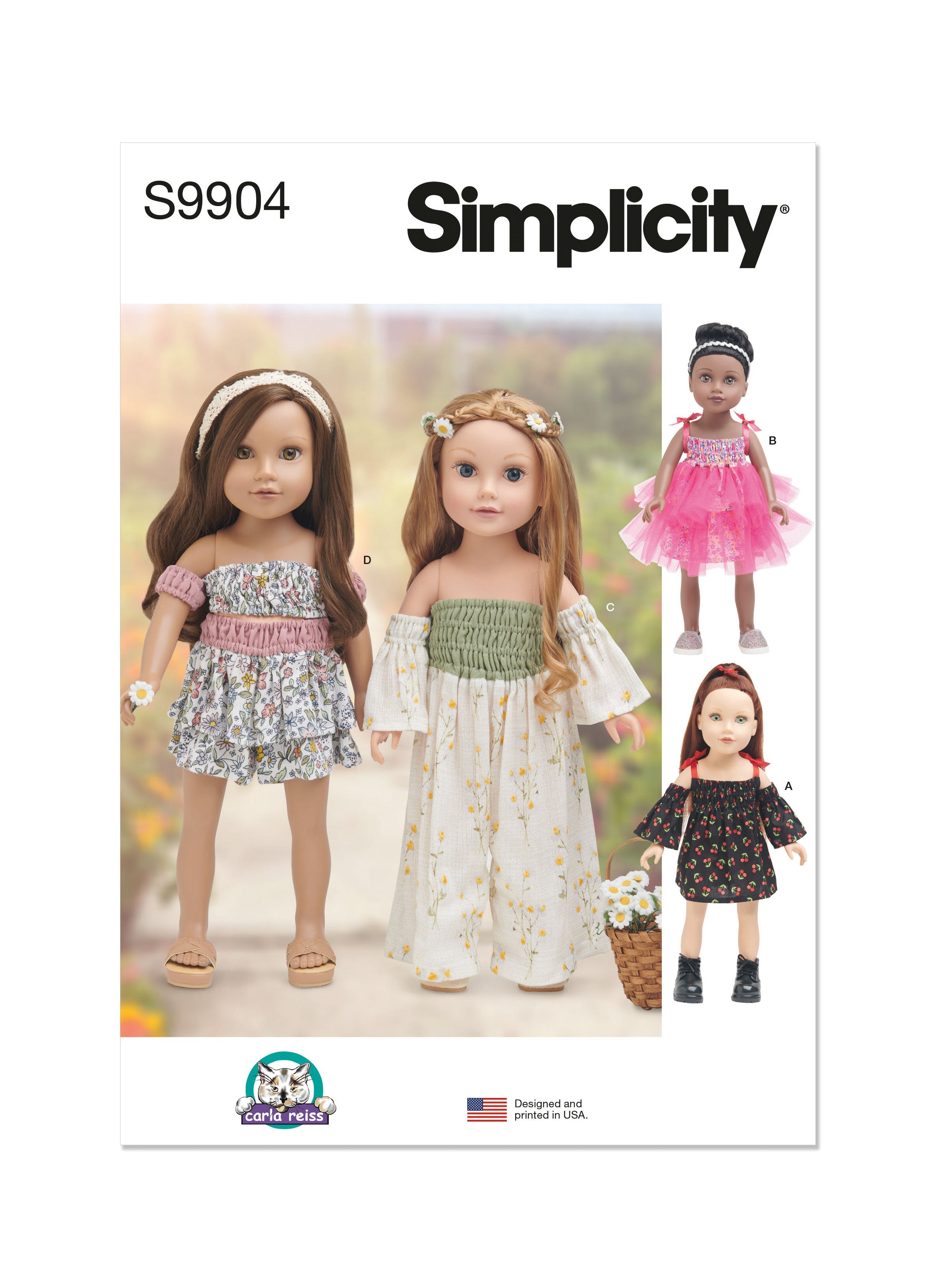 Simplicity Sewing Pattern 9904 18" Doll Clothes By Carla Reiss Design from Jaycotts Sewing Supplies