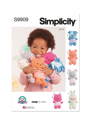 Simplicity Sewing Pattern 9909 Plush Animals By Carla Reiss Design from Jaycotts Sewing Supplies