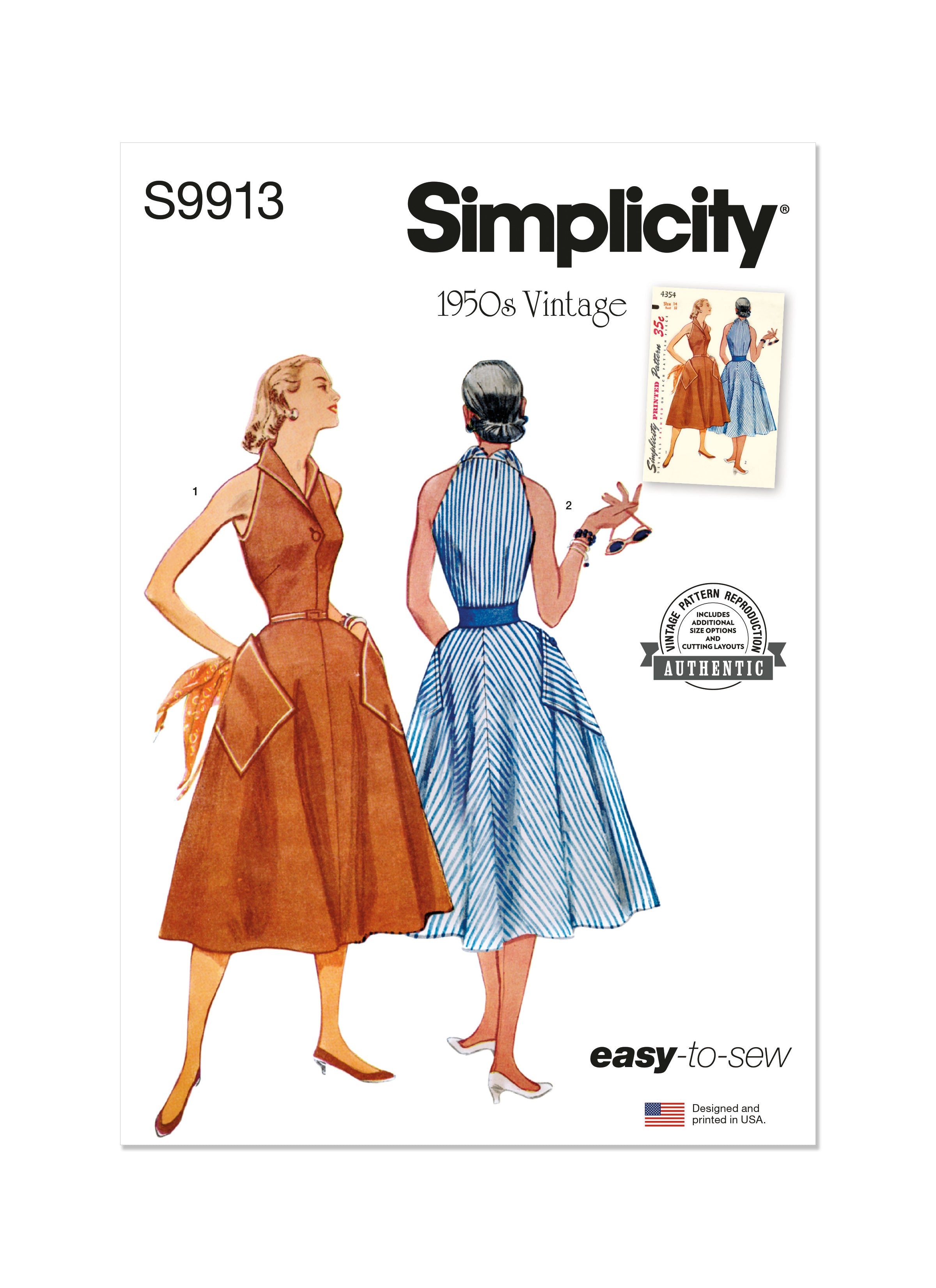 Simplicity Sewing Pattern 9913 Misses' 1950's Dress from Jaycotts Sewing Supplies