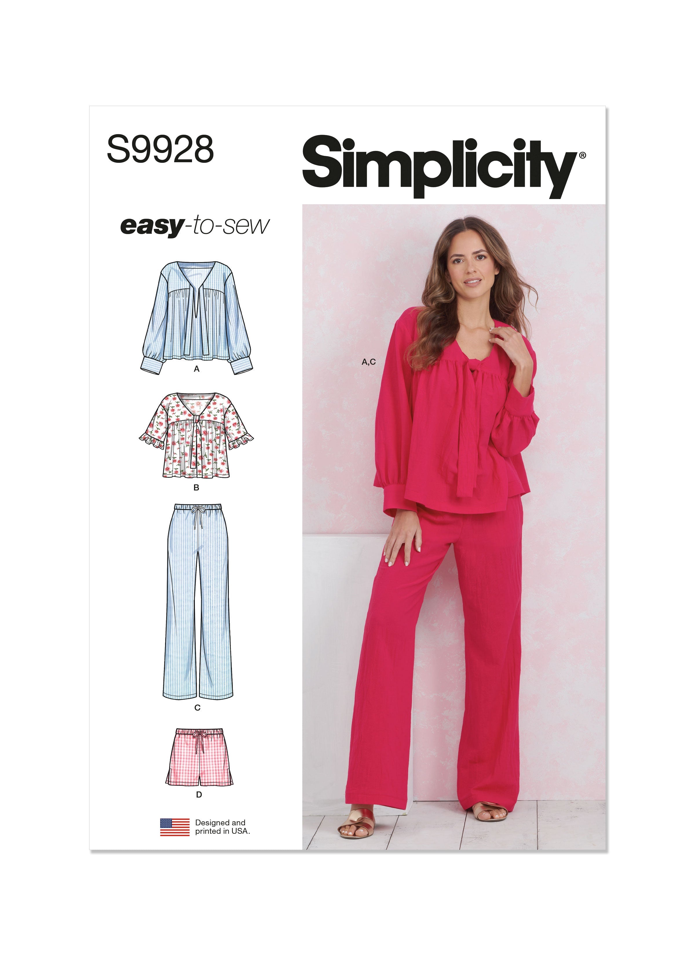 Simplicity Sewing Pattern 9928 Misses' Lounge Tops, Pants and Shorts from Jaycotts Sewing Supplies