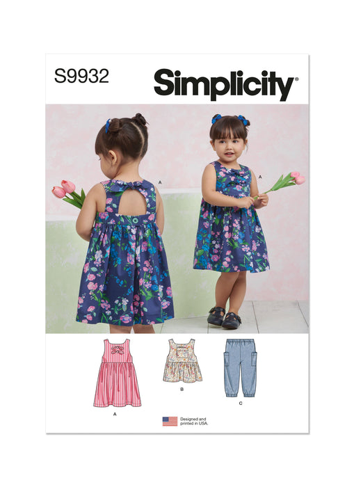 Simplicity Sewing Pattern 9932 Toddlers' Dress, Top and Pants from Jaycotts Sewing Supplies