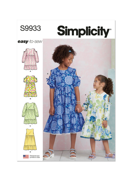 Simplicity Sewing Pattern 9933 Children's and Girls' Dress with Sleeve Variations from Jaycotts Sewing Supplies