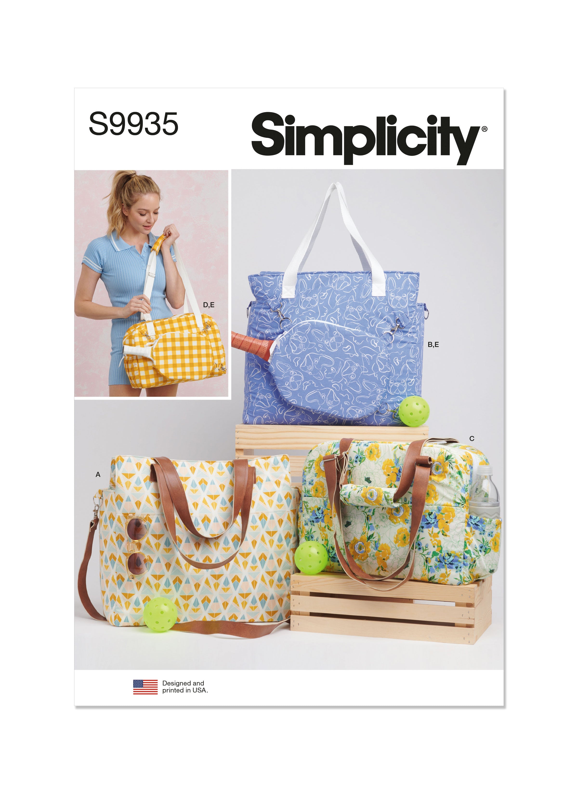 Simplicity Sewing Pattern 9935 Totes and Pickleball Paddle Cover from Jaycotts Sewing Supplies