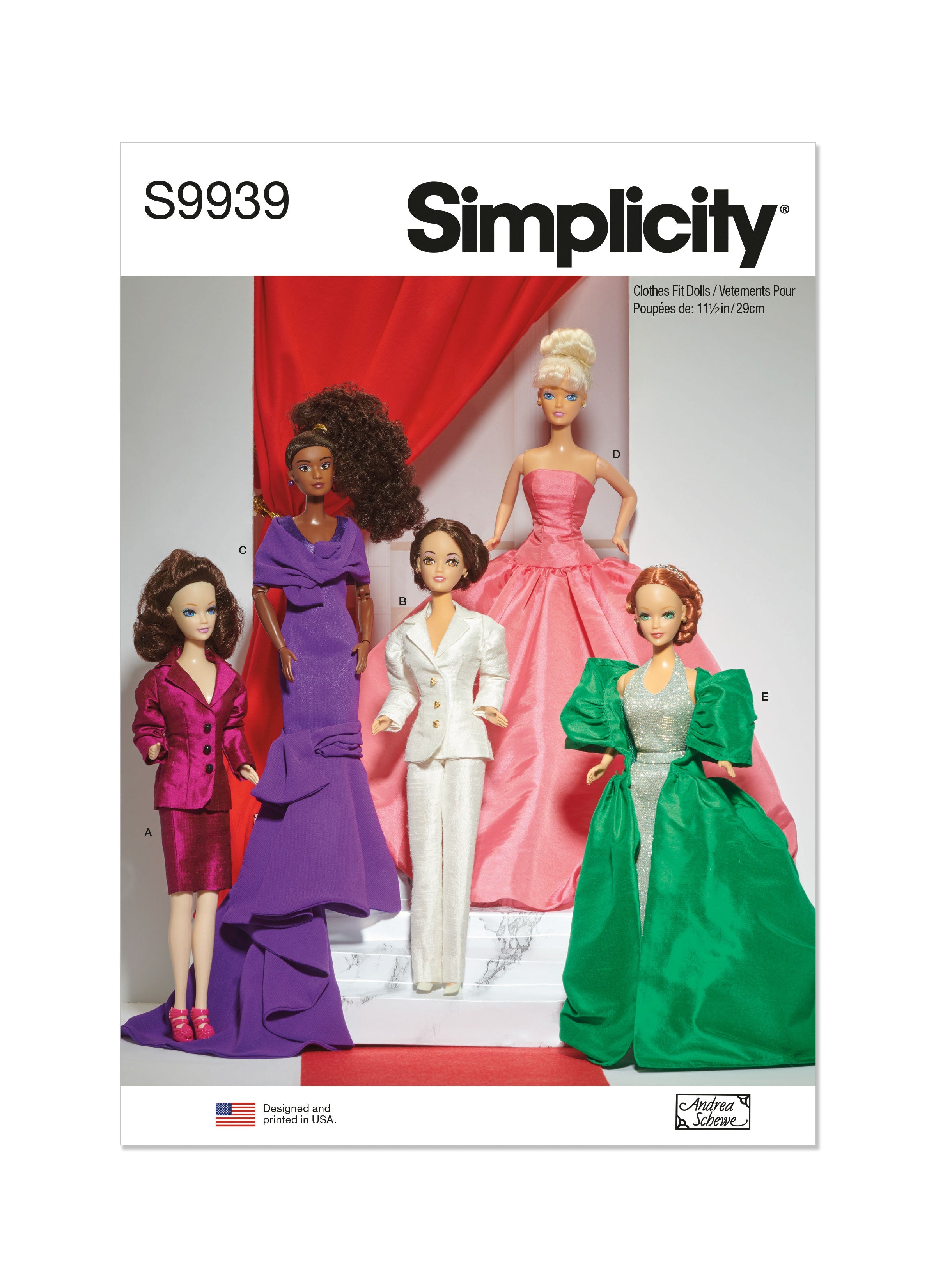 Simplicity Sewing Pattern 9939 Fashion Doll Clothes by Andrea Schewe Designs from Jaycotts Sewing Supplies