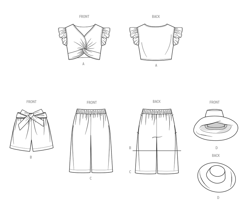 Simplicity Sewing Pattern 9961 Toddlers' Shorts, Pants, Hat and Top from Jaycotts Sewing Supplies