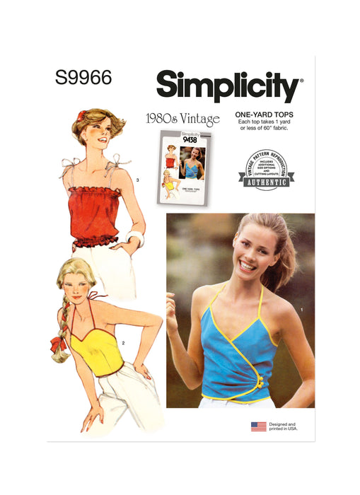 Simplicity Sewing Pattern 9966 Vintage 1980's Tops from Jaycotts Sewing Supplies