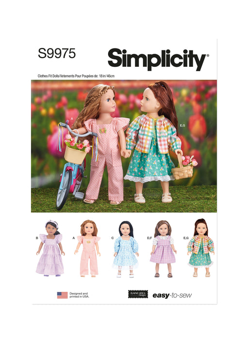 Simplicity Sewing Pattern 9975 18" Doll Clothes by Elaine Heigl Designs from Jaycotts Sewing Supplies