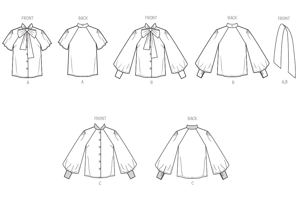 Simplicity Sewing Pattern 3195 Misses' Blouse with Detachable Tie and Sleeve Variations from Jaycotts Sewing Supplies