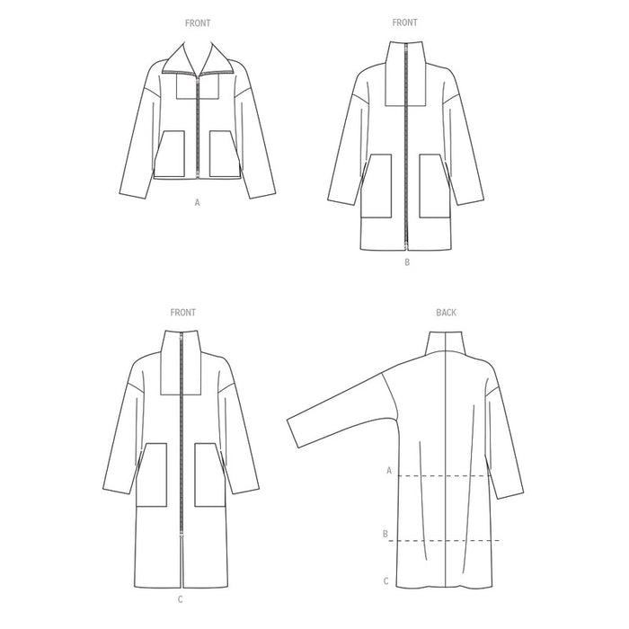 Simplicity Sewing Pattern 3196 Misses' High Collar Coat in Three Lengths from Jaycotts Sewing Supplies