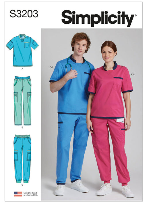 Simplicity Sewing Pattern 3203 Unisex Scrubs from Jaycotts Sewing Supplies