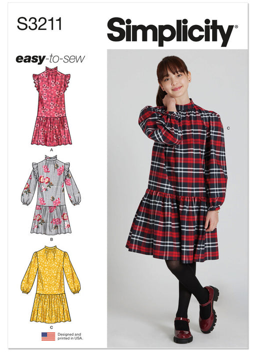 Simplicity Sewing Pattern 3211 Girls' Dress with Sleeve Variations from Jaycotts Sewing Supplies