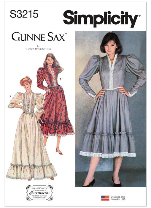 Simplicity Sewing Pattern 3215 Misses' and Miss Petite Fitted Dress in Two Lengths by Gunne Sax by Jessica McClintock from Jaycotts Sewing Supplies