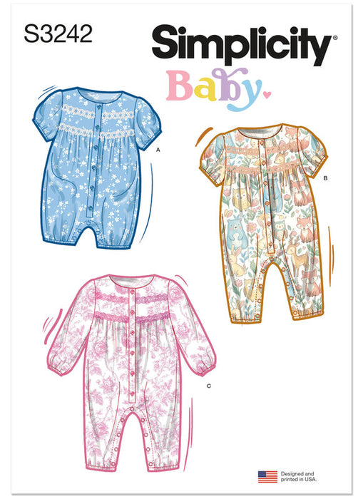Simplicity Sewing Pattern 3242 Babies' Rompers and Jumpsuit's from Jaycotts Sewing Supplies