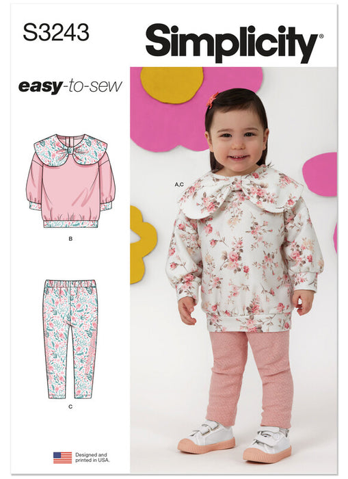 Simplicity Sewing Pattern 3243 Toddler's Knit Tops and Leggings from Jaycotts Sewing Supplies