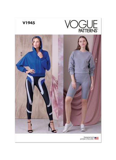 Vogue Sewing Pattern V1945 Misses’ Knit Tops and Leggings in Two Lengths from Jaycotts Sewing Supplies