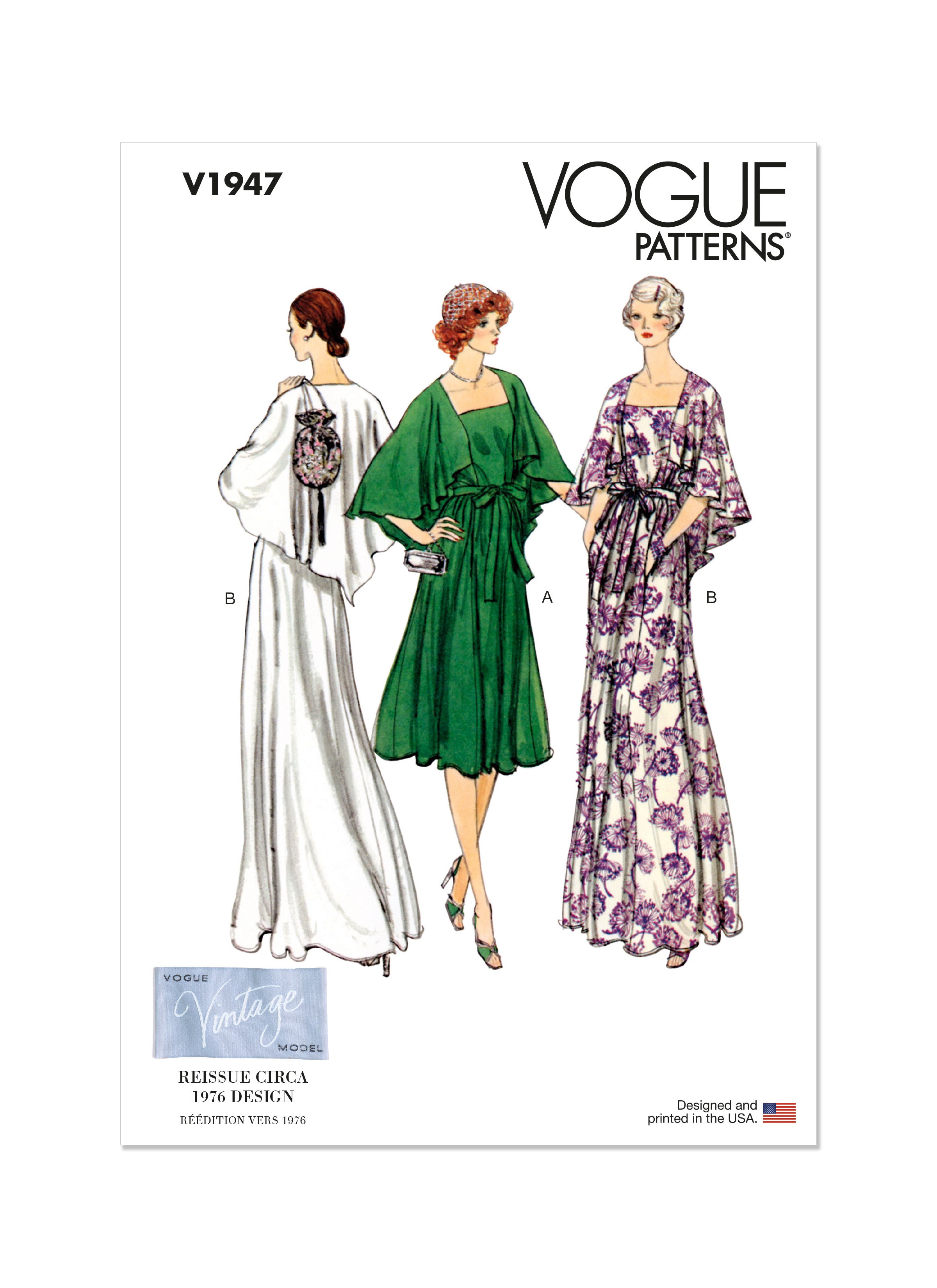 Vogue Sewing Pattern V1947 Misses’ Evening Dress Vintage 1970's from Jaycotts Sewing Supplies