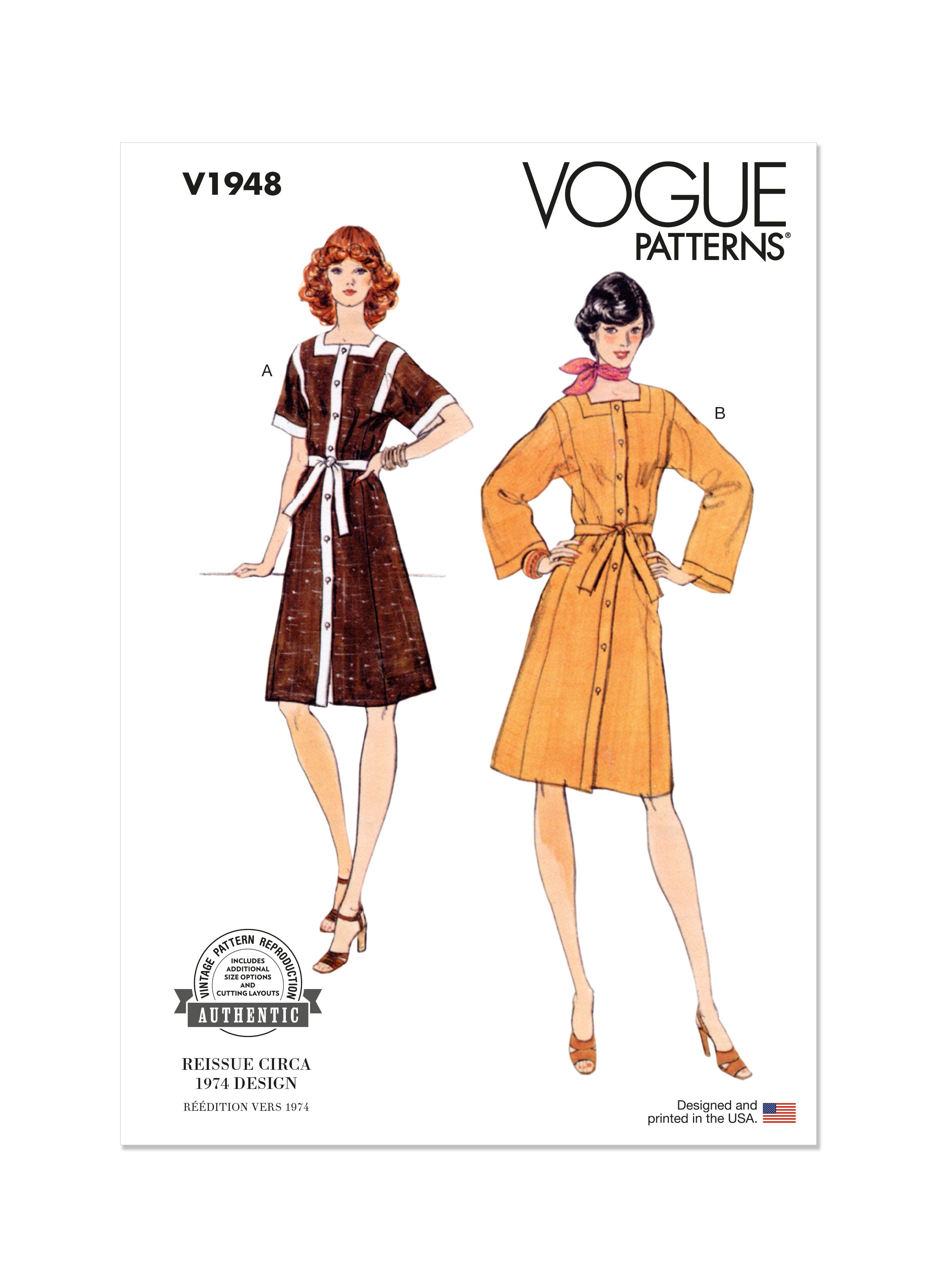Vogue sewing pattern 1948 Misses' Dress 1970's from Jaycotts Sewing Supplies